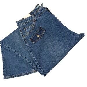 NEW Adolfo Woman 20 Blue Jeans Straight Leg Flap Pocket High Rise Y2K Classic
